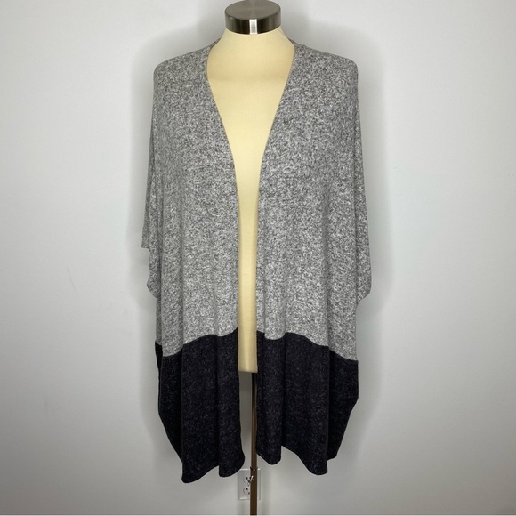 Olive & Oak Heather Grey Charcoal Marl Wrap Cardigan Sweater - Picture 1 of 8